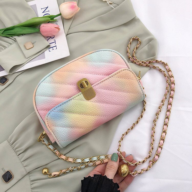 Faya - Túi xách T1156 dáng bầu ombre cầu vồng dây châu sang trọng