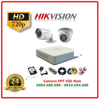 Combo Bộ 2 Camera Hikvision HD 720P + Đầy đủ Phụ Kiện