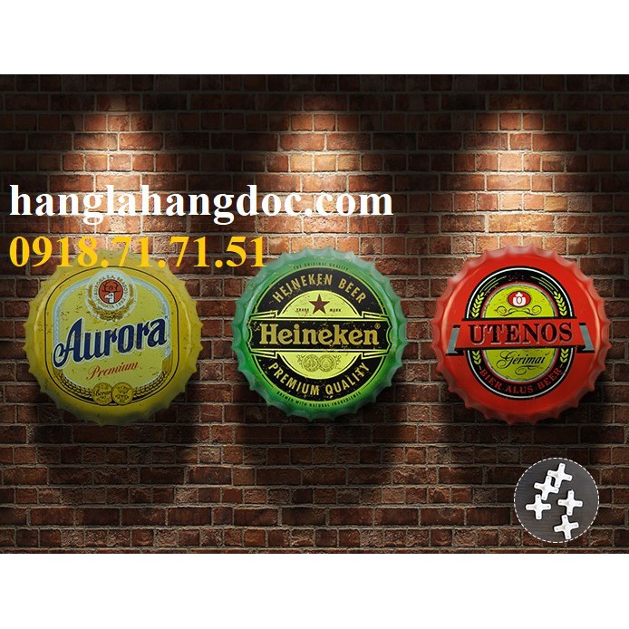 Mô hình nắp ve chai bia 35cm đường kính treo tường trang trí beer club