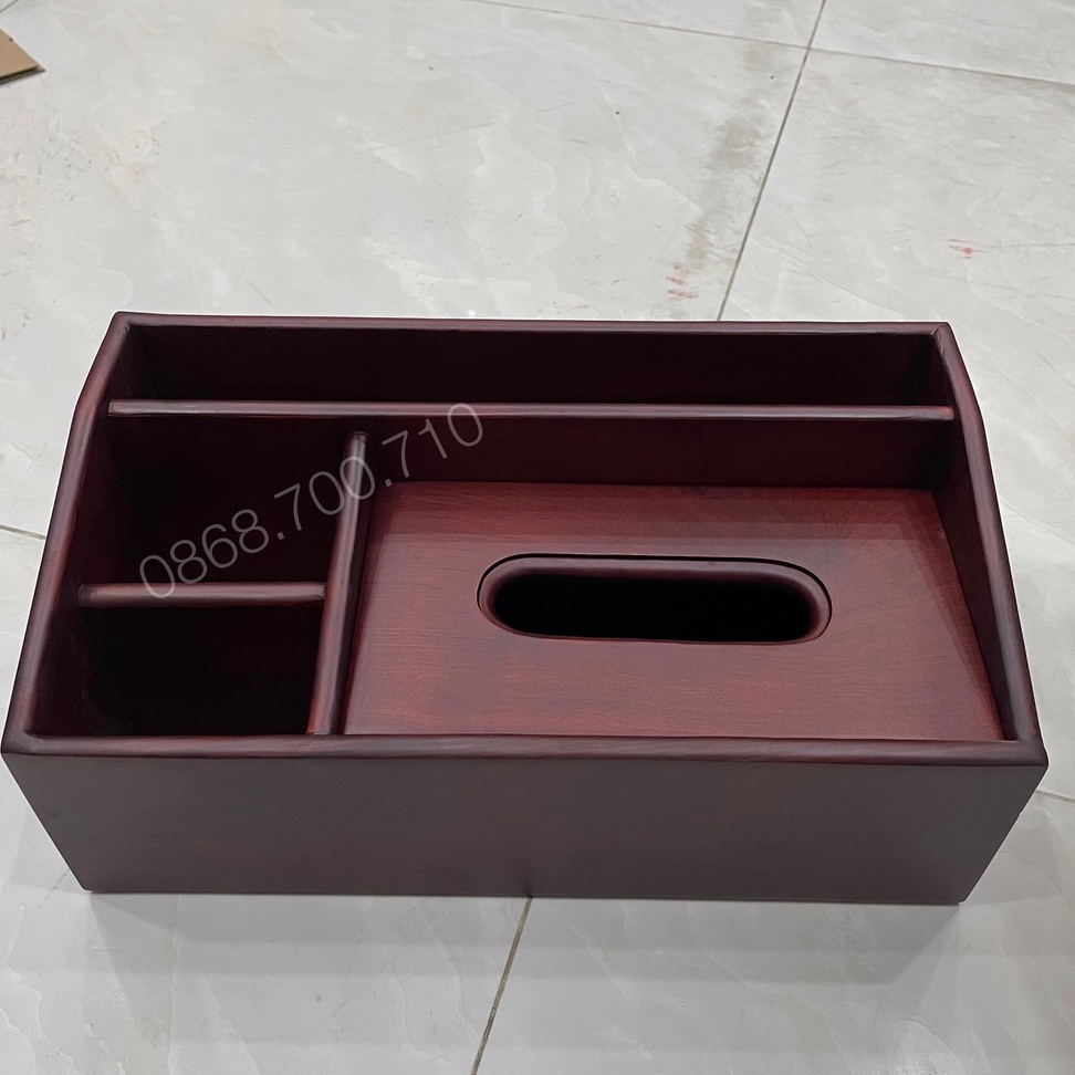 Hộp đựng khăn giấy đa năng bằng gỗ hương kiểu trơn