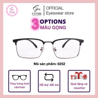 Kính Gọng Vuông Nửa Viền Dáng Mắt To G STORE Gọng Kính Mắt Vuông Trắng Trong Suốt Dành Cho Nam Và Nữ 6205