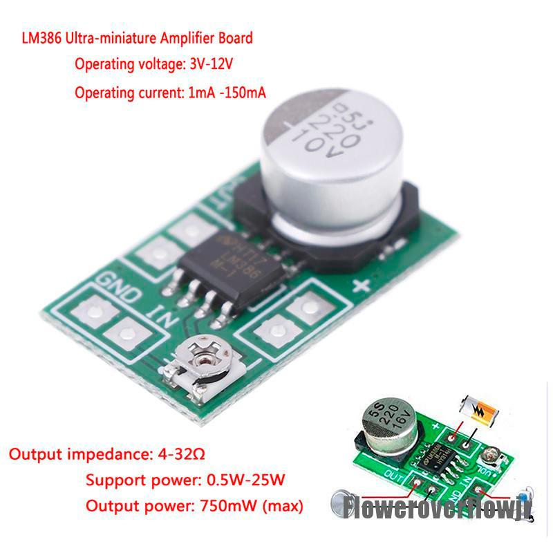 Bảng Mạch Khuếch Đại Âm Thanh Mini Dc 3v ~ 12v 5v 6v Lm386 750mw