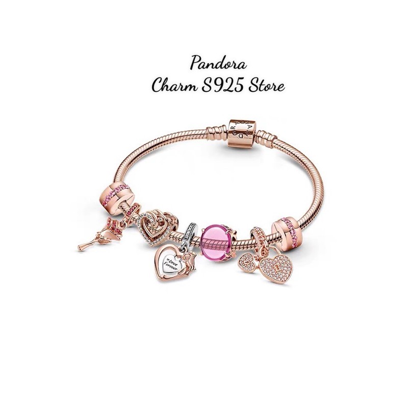 charm pan đá hồng trong suốt mẫu mới nhất 2021 bạc s925 cao cấp