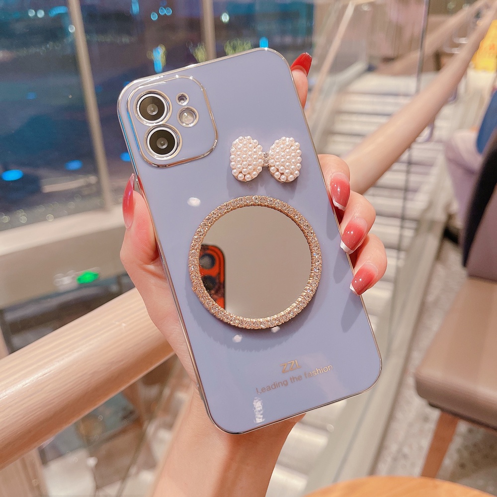 Ốp điện thoại TPU có gương cao cấp sang trọng cho iPhone 12 11 pro max xs max xr x 8 7 plus
