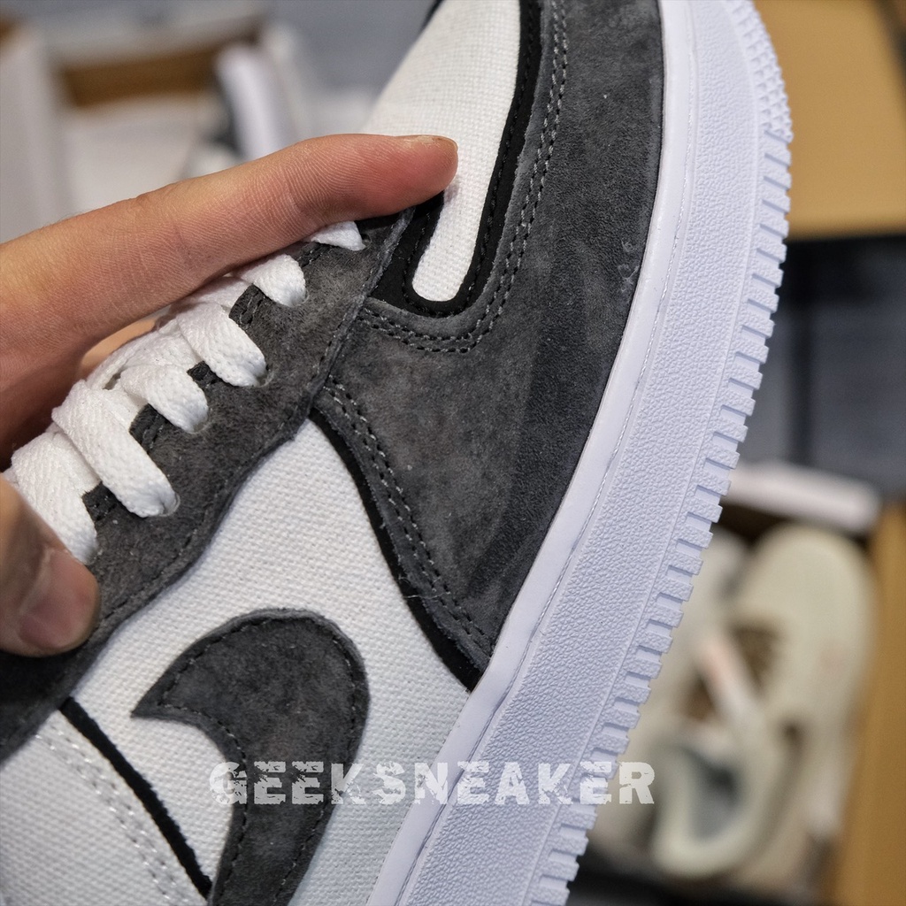 [GeekSneaker] Giày Air Force 1 Suede Black White - Da lộn Đen Trắng Vàng