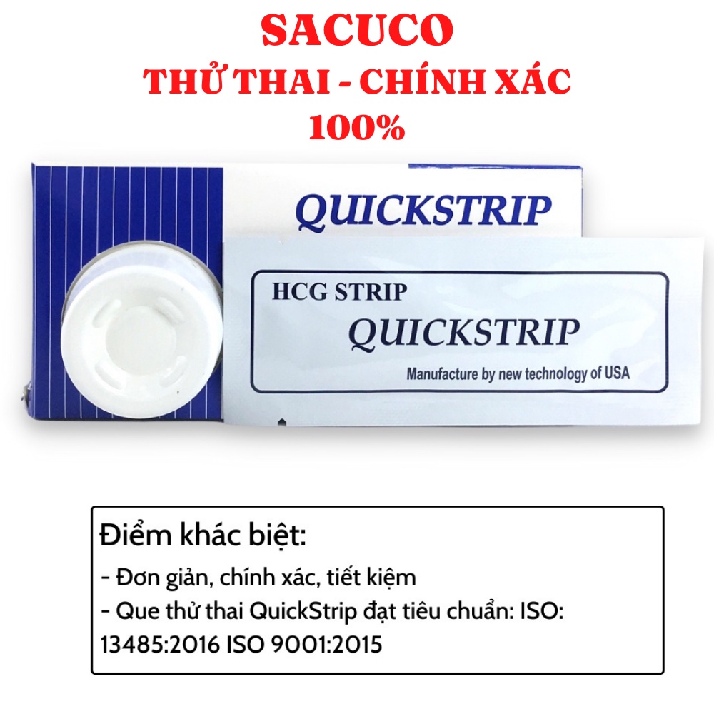 Que Thử Thai Nhanh QuickStrip - Que Thử Phát Hiện Thai Sớm, Tiện Lợi - Dễ Sử Dụng - Chính Xác SACUCO TT1