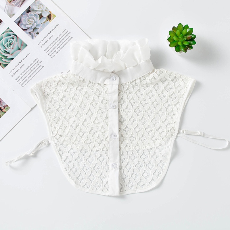 Áo Ren Cổ Cao Phối Bèo Nhún Giả Cổ Đứng Thanh Lịch Có Thể Tháo Rời Cho Nữ