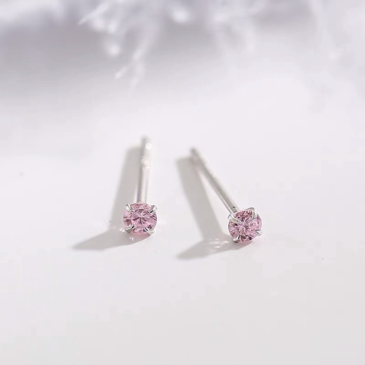 Bông Tai Mạ Bạc 925 Đính Đá zircon 2.5mm Nhiều Màu Sắc Thời Trang Cho Nam Và Nữ
