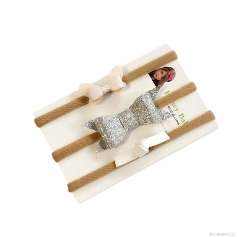 Set 3 băng đô hoa đính nơ đáng yêu cho bé gái