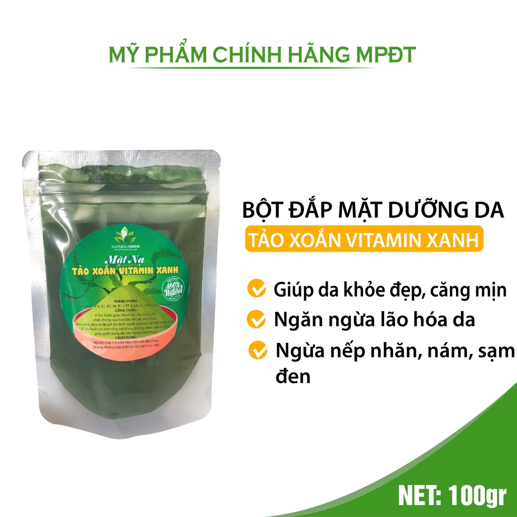 Mặt nạ tảo xoắn vitamin xanh tăng cường dưỡng da, giảm sưng tấy, đẩy lùi nếp nhăn