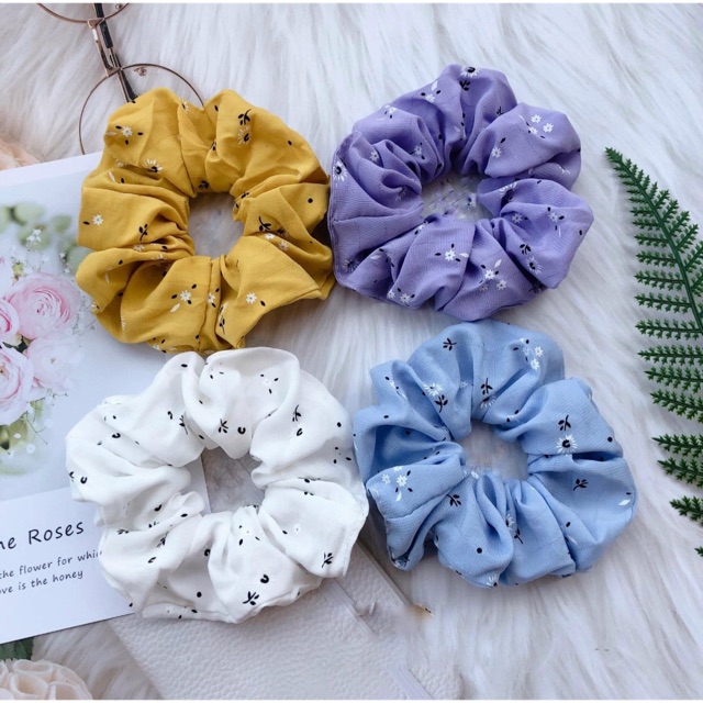 scrunchies vải hoa nhí li ti