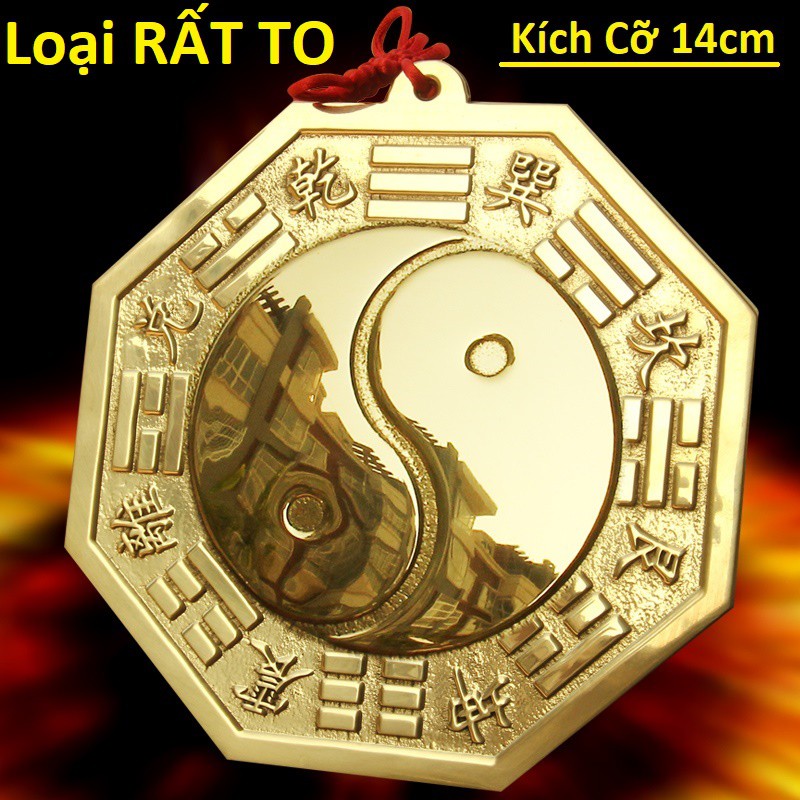 Gương Bát Quái Âm Dương Thái Cực - Kích cỡ TO 14cm - Bằng Đồng Nguyên Chất - Tiên Thiên Bát Quái Thái Cực