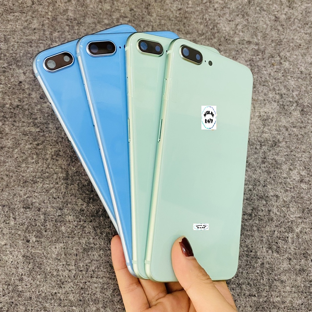 Vỏ thay thế 8plus viền tròn màu xanh dương, xanh ngọc