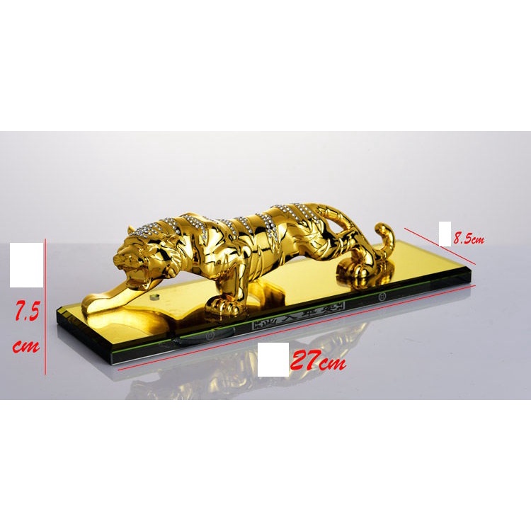 Tượng Hổ Vàng Hợp Kim Trang Trí Taplo Xe, Bàn Làm Việc (Có Nước Hoa)