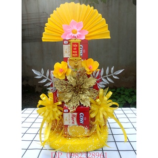 Set phụ kiện làm tháp bánh kẹo, combo hoa trang trí phụ kiện có đế làm tháp nước tài lộc