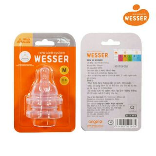 2 Núm ty thay thế bình cổ rộng và cổ nhỏ wesser chính hãng size l