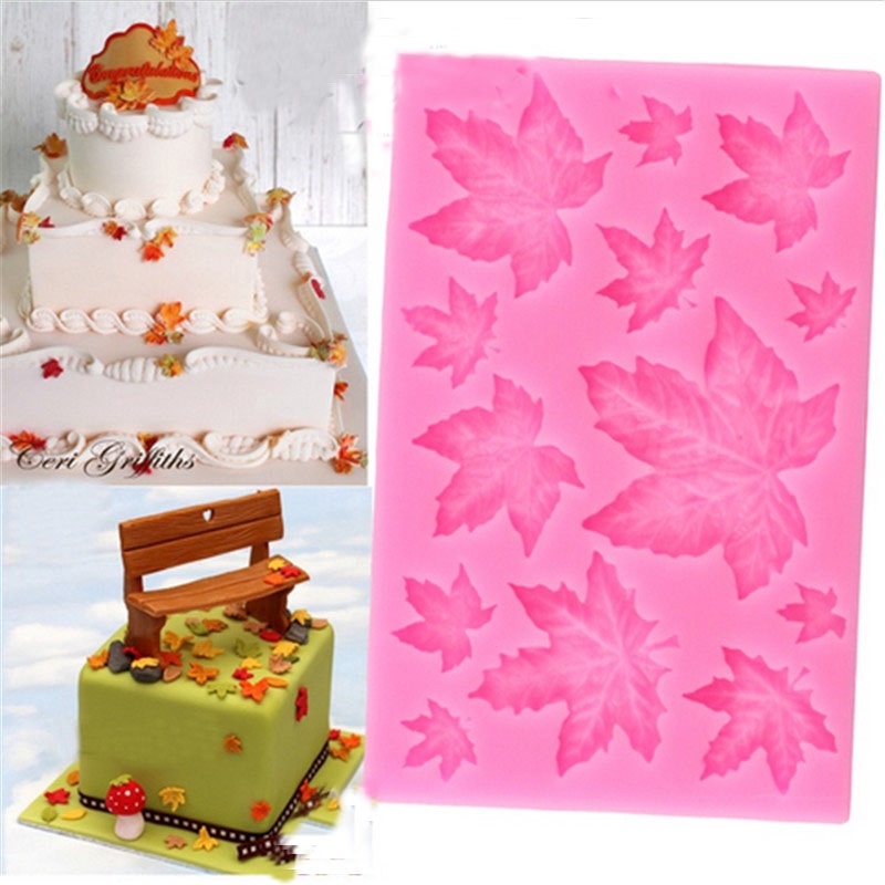 Khuôn silicone làm bánh tạo hình lá phong DIY