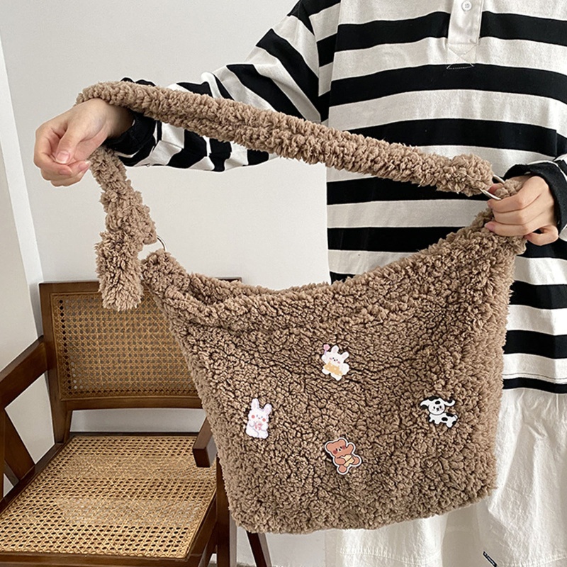 Túi Xách Đeo Vai Cỡ Lớn Bằng Vải Bông Họa Tiết Hoạt Hình Cổ Điển Cho Nữ