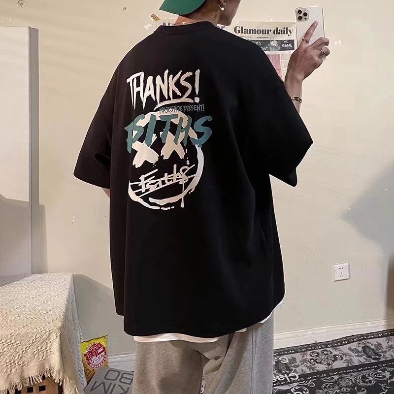 Áo Thun Tay Ngắn Dáng Rộng In Chữ Phong Cách Hip Hop Thời Trang Mùa Hè Cho Nam Và Nữ size M-8XL