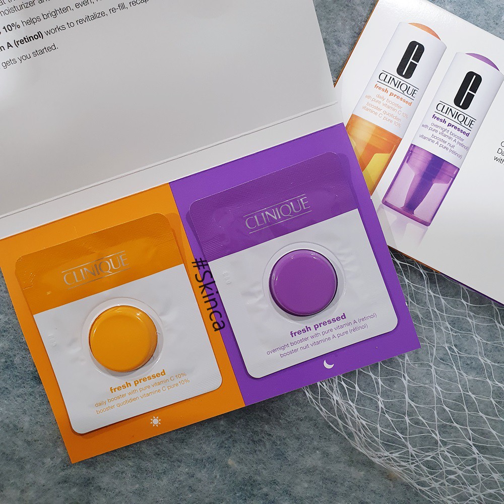 Set tinh chất dưỡng trắng da ngày đêm Clinique Vitamin A và Vitamin C 10% tươi nguyên chất