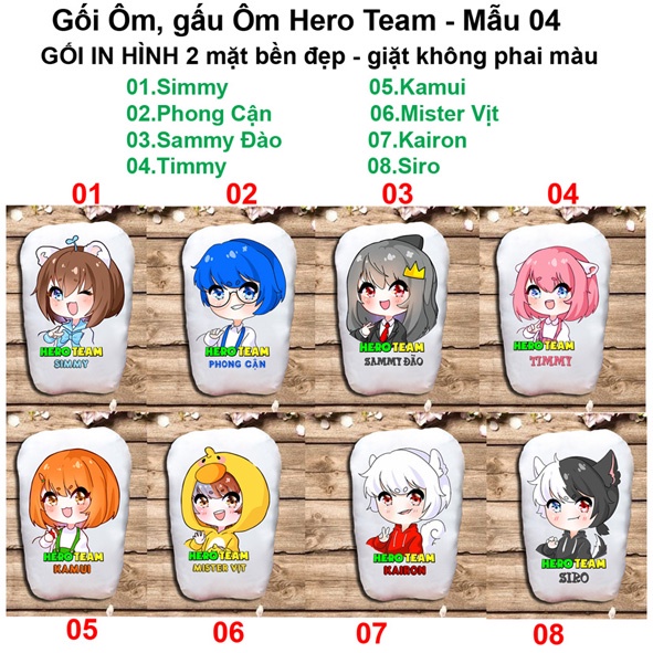 Gối Ôm- Gối ngủ Hero Team Mẫu 04 (In hình 2 mặt ,vải mềm đẹp)