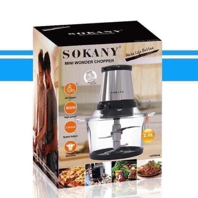 Máy xay thịt cối thuỷ tinh 800w SOKANY 7004