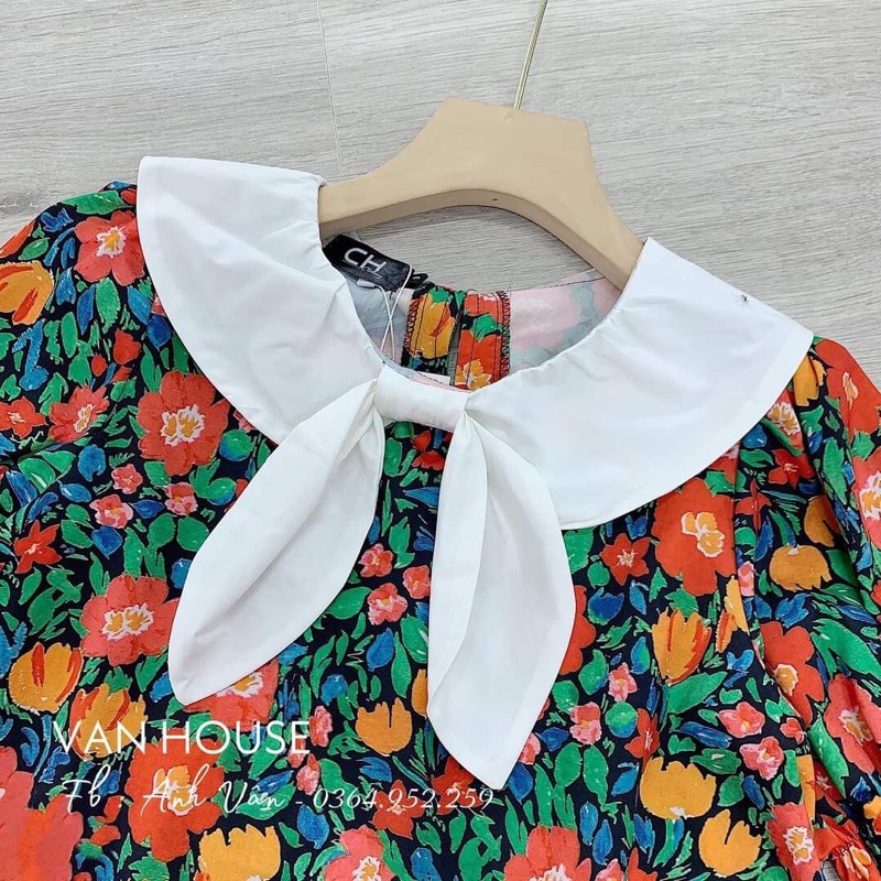 Váy hoa cổ nơ xinh