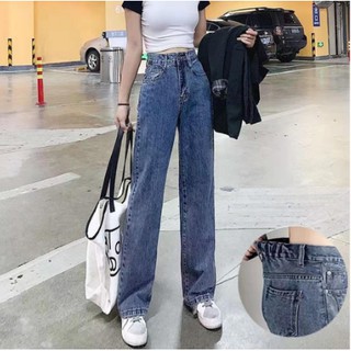 Quần Jeans Ống Rộng Lưng Cao Thời Trang Cá Tính