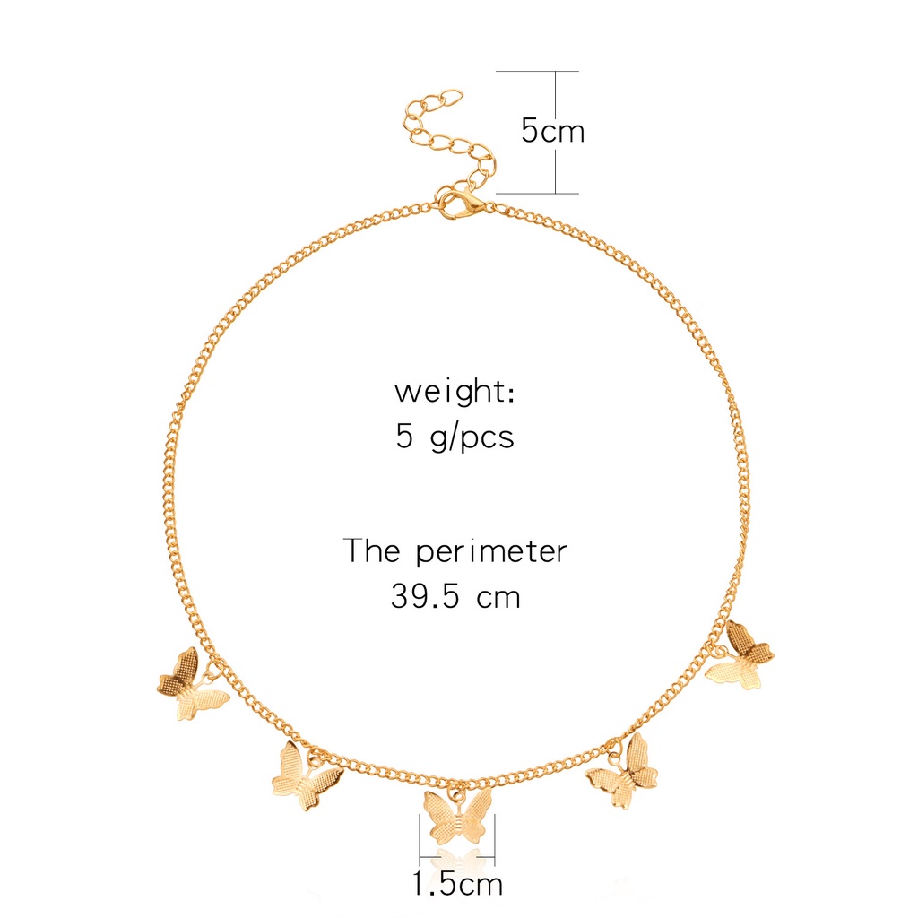 Vòng cổ choker mắt xích xi mạ vàng phối mặt bướm và ngôi thời trang cho nữ