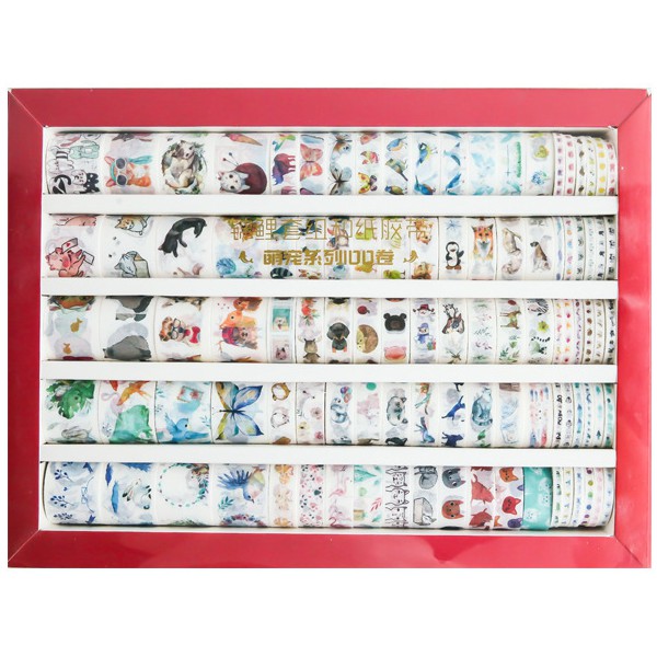 Set 100 cuộn washi tape theo thể loại dễ thương
