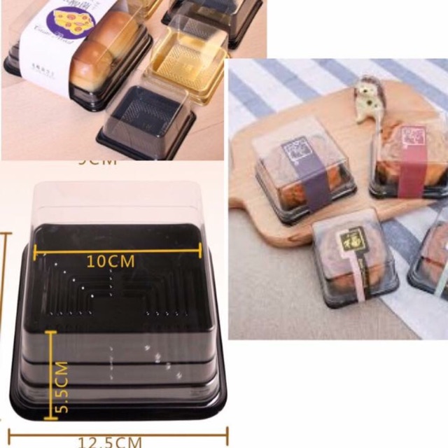 Set 10 hộp đơn đế đen XY12 đựng bánh 200-300g