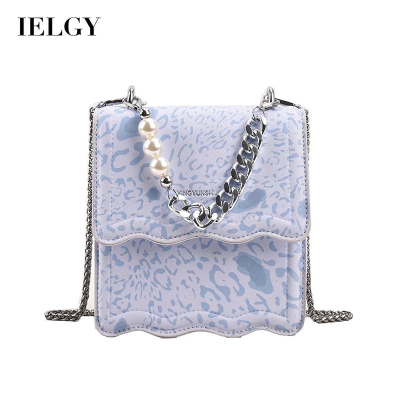 Túi đeo chéo IELGY dáng vuông nhỏ phối dây xích thời trang đường phố cá tính cho nữ