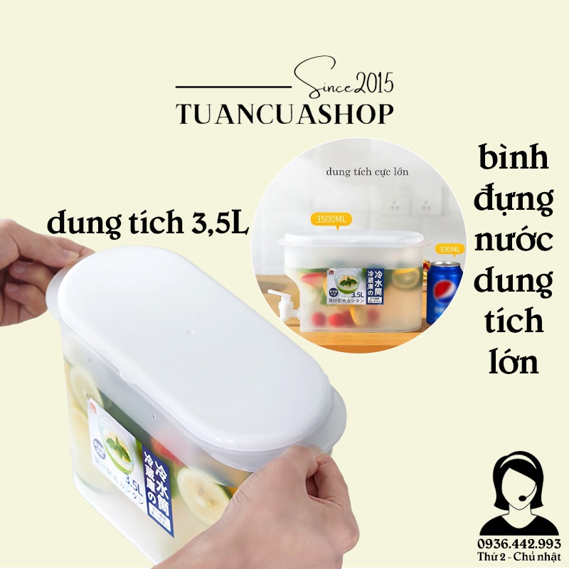 Bình đựng nước, hộp đựng nước có vòi chuyên dụng để tủ lạnh siêu tiện lợi dung tích 3.5L (BCV35)