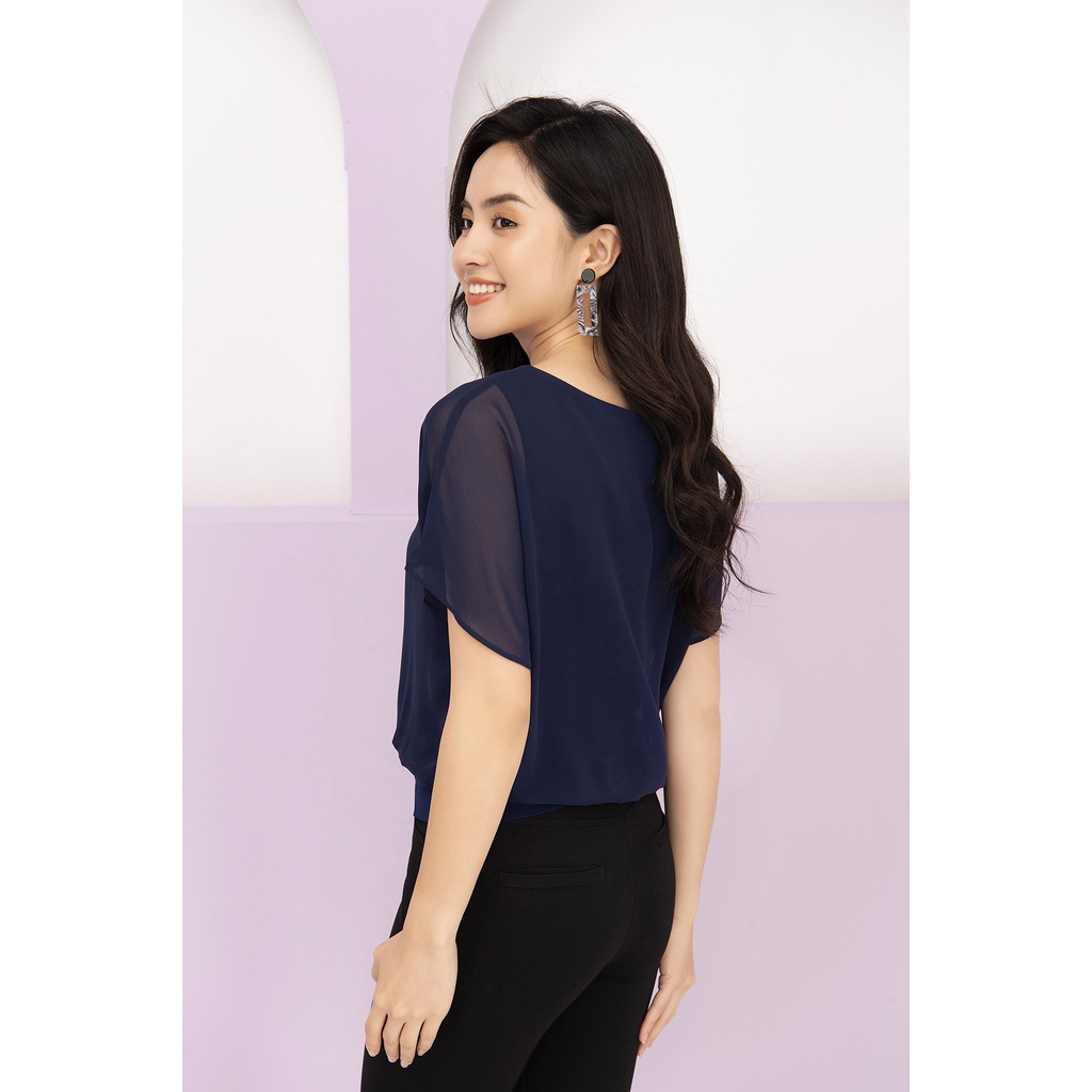 Áo sơ mi nữ công sở LUPERI LFSM1118 cánh rơi trẻ trung, bo viền hiện đại, dễ mix đồ