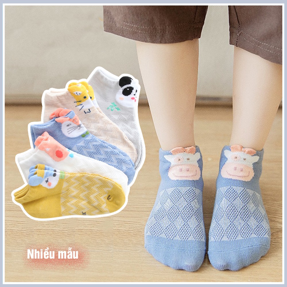 Set 5 đôi Tất lưới cotton ROBIBABI thoáng khí mềm mịn, giữ ấm cho bé (sơ sinh- 3 TUỔI)