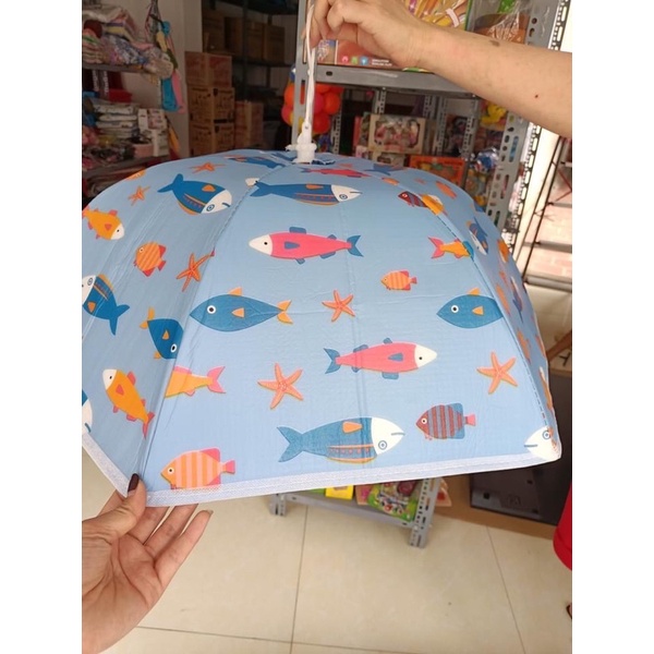 Lồng bàn giữ nhiệt, lồng bàn gấp gọn 6 cạnh có khung sắt tiện lợi