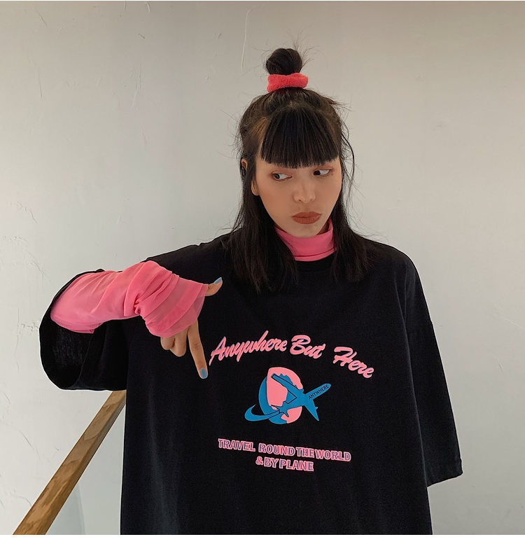 Áo thun tay ngắn in hình máy bay thời trang cá tính