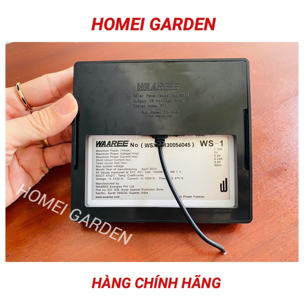 Tấm pin mặt trời mini 1W 5V 0.2A nối sẵn dây mặt kính của WAAREE chất lượng cao dùng DIY - D0003
