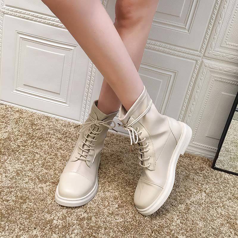 Giày Boot Cổ Ngắn Đế Dày Phong Cách Anh Quốc Thời Trang Thu Đông Mới