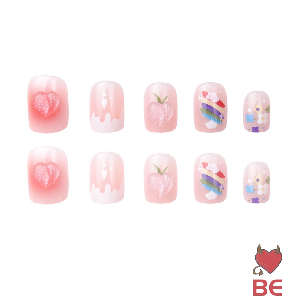 Set 24 móng tay giả YADORNOS trong suốt màu hồng đào lâu trôi cho nữ