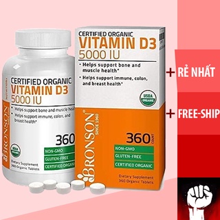 VITAMIN D3 HỮU CƠ | Bronson Vitamin D3 5000IU [360 Viên] Certified Organic | Tăng Đề Kháng - Nhập Mỹ