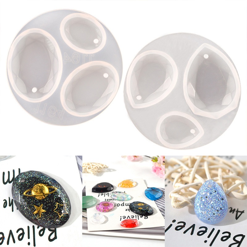 Set 2 Khuôn Silicone Làm Mặt Vòng cổ/Móc Khóa Hình Giọt Nước