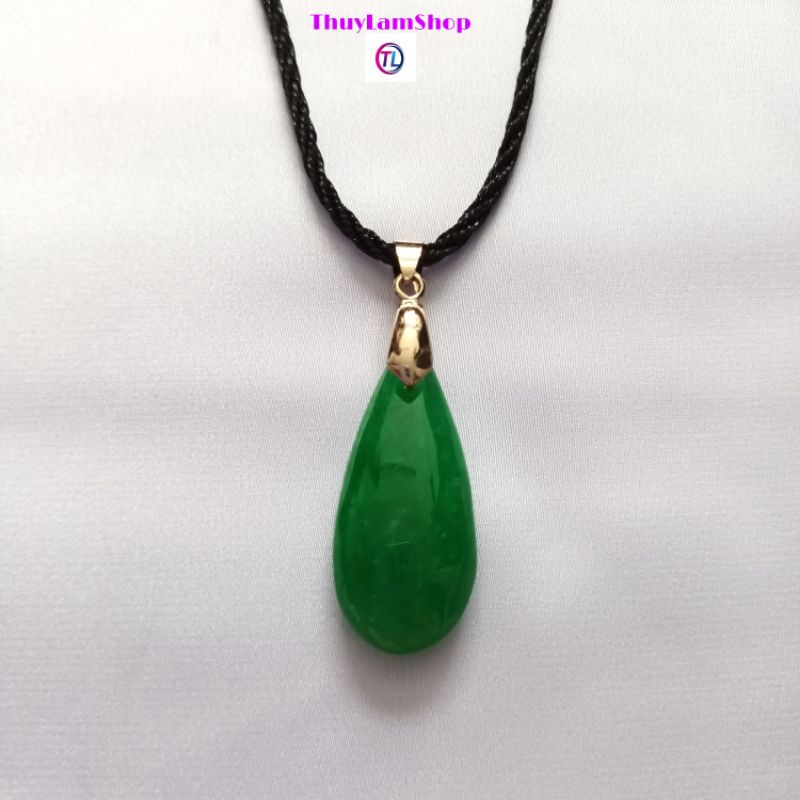 Vòng cổ mặt đá xanh hình giọt nước thiên nhiên biểu tượng sức sống mãnh liệt và thành công