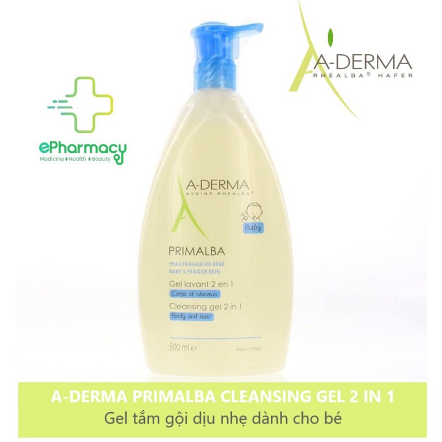 Sữa tắm gội cho bé ADERMA PRIMALBA Cleansing Gel 2in1 - Gel tắm A-Derma dịu nhẹ cho bé