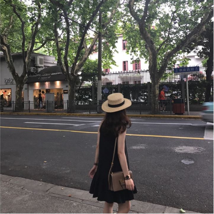 Váy nữ đen cổ tròn, chất voan cát, phong cách vintage siêu xinh - V33