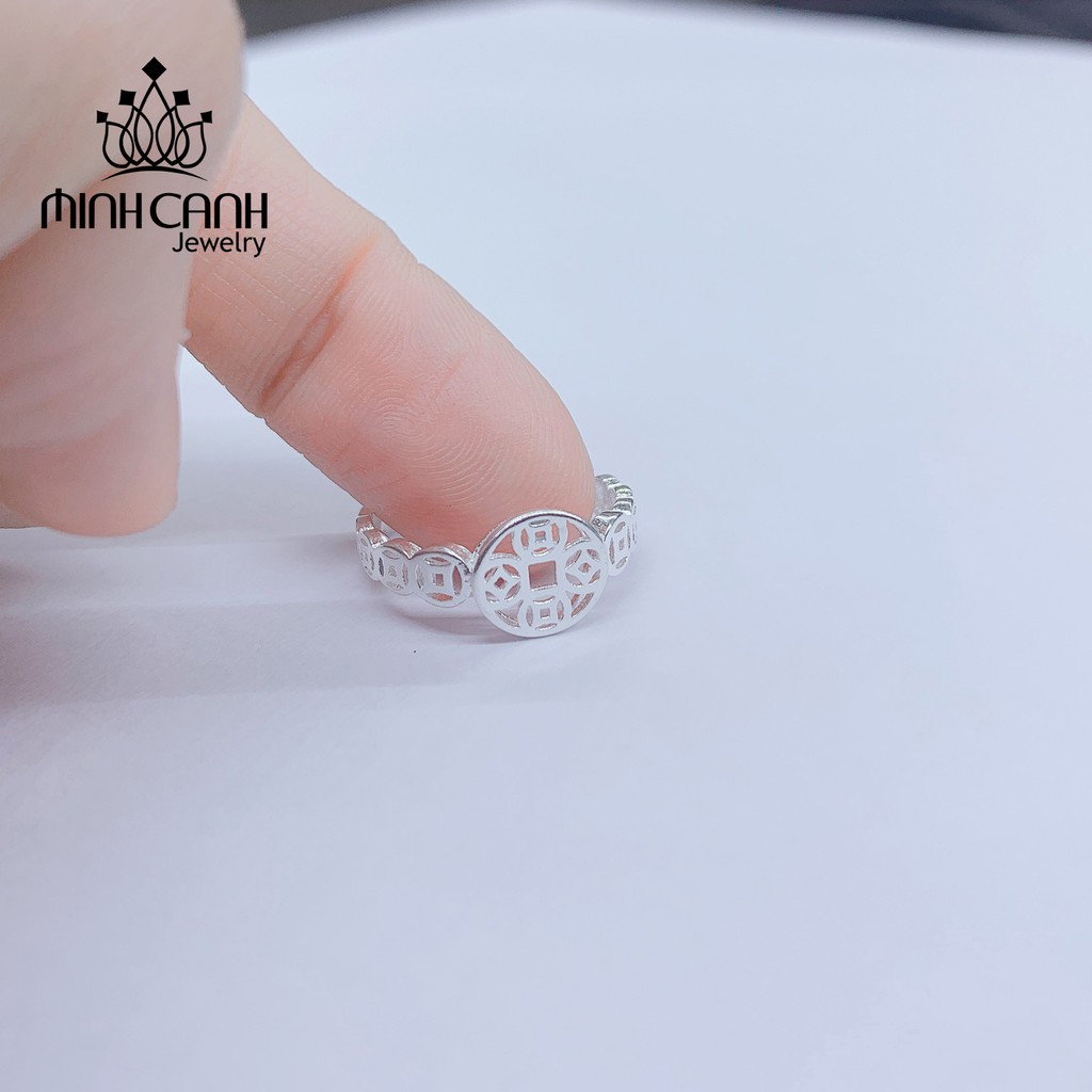 Nhẫn Bạc Kim Tiền Mặt Tròn Trơn Thương Hiệu Minh Canh Jewelry