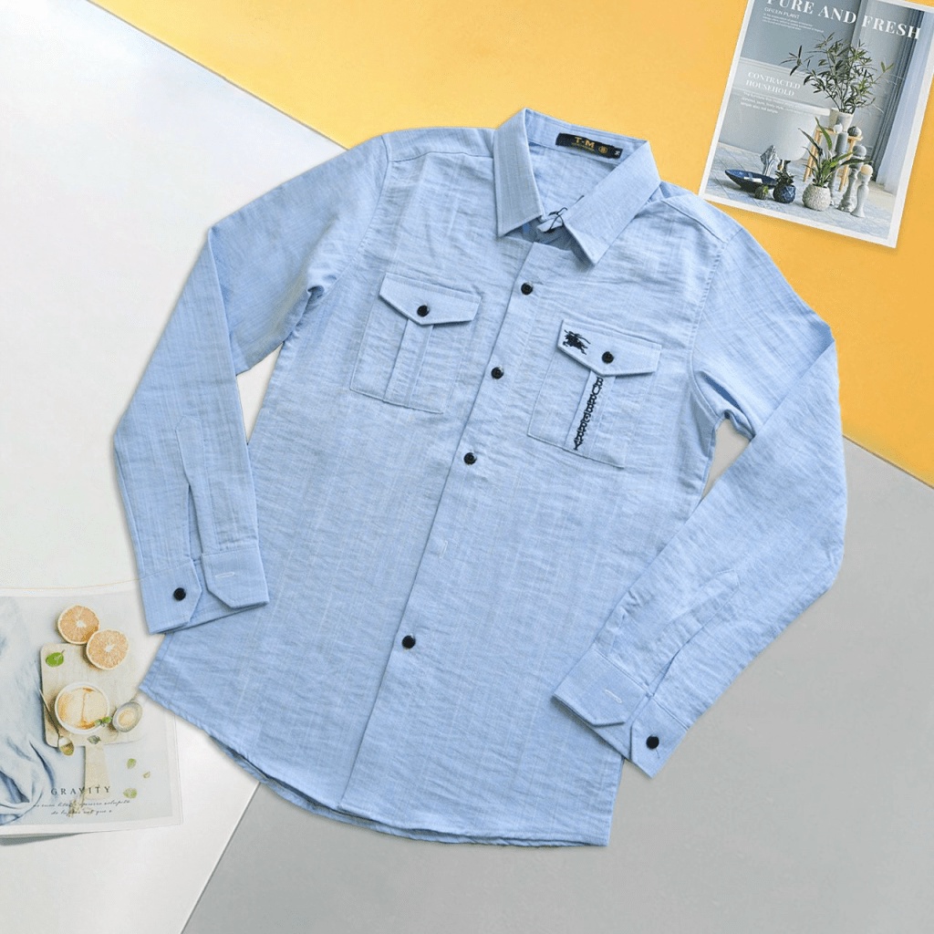Áo Sơ mi Nam Cổ Bẻ Dài Tay Hai Túi Ngực Chất Đũi Mát Phù Hợp Đi Làm, Đi Chơi Mặc Thoải Mái [NEW UNISEX]