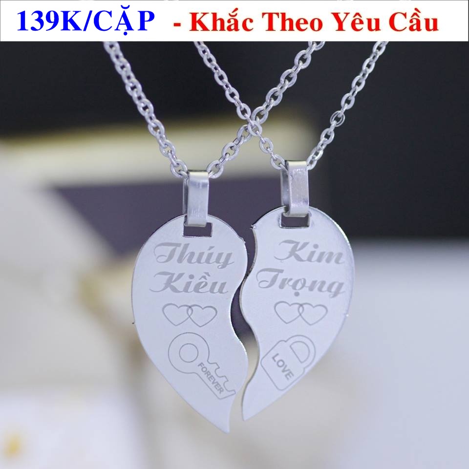 Dây chuyền cặp đôi in tên, khắc tên theo yêu cầu