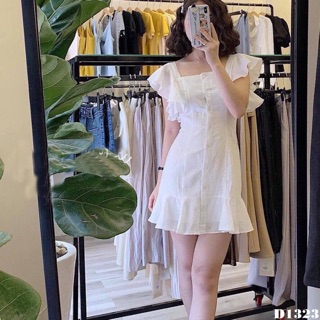 Váy trễ vai tay bèo (Ảnh thật ở sau)
