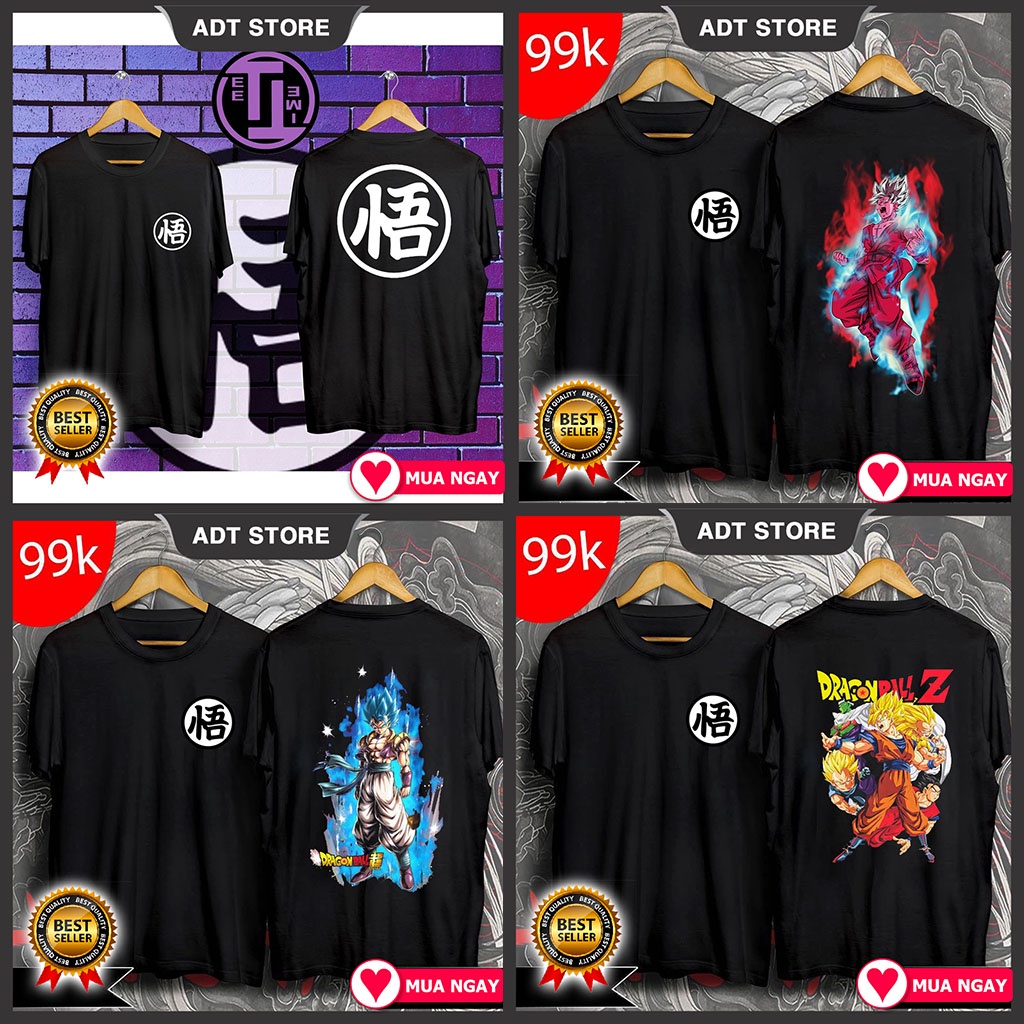 Top 4 Áo Thun In Hình GoKu Super Saiyan "7 Viên Ngọc Rồng" Dragon Ball Mẫu Đen Cực Chất độc đẹp giá rẻ